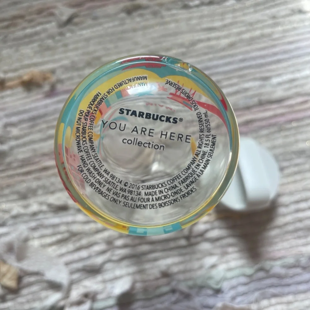 Starbucks Miami You Are Here Collection Glass Water Bottle with Lid
